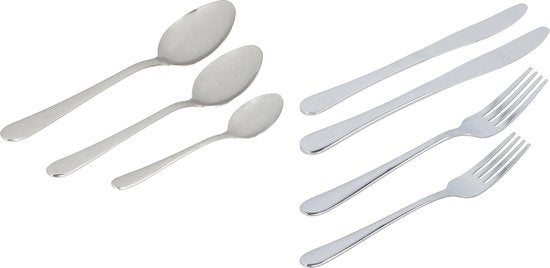 alpina Besteckset für 6 Personen – 42-teiliges Besteckset – Messer, Löffel, Gabeln, Teelöffel und Kuchengabeln aus Edelstahl – spülmaschinenfest – glänzendes Silber