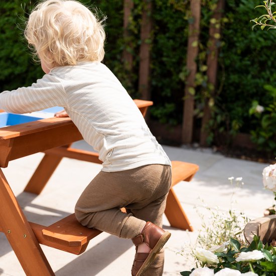 Sunny Dave Zand & Water Picknicktisch in Braun für Kinder – Multifunktionaler Picknicktisch mit 2 herausnehmbaren Kunststoffbehältern – FSC-zertifiziertes Holz