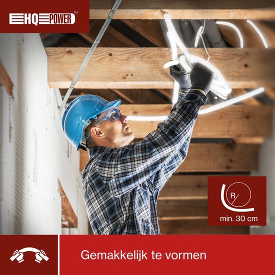 HQ-Power Flexibler LED-Lichtschlauch auf Rolle, 6500 °K, 2850 lm, ideal für die Ausleuchtung von Baustellen, Treppenhäusern, Aufzugsschächten, etc., geeignet für den Innen- und Außenbereich, 30 m, kaltweiß