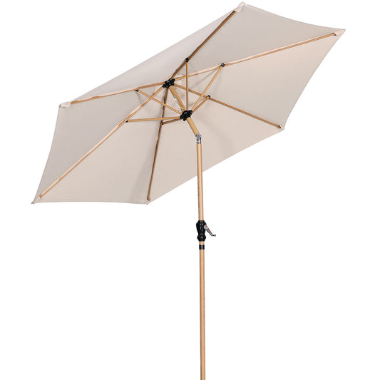 Angel Living Sonnenschirm Ø 300 cm – Runder, neigbarer Gartenschirm mit Kurbel – Aluminium und Polyester – UV50+ – Wasserabweisend – Cremegelb