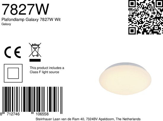 Deckenleuchte Galaxy 7827W Weiß 2700 Kelvin – Kunststoff/Metall – Modern – Mexlite, für Badezimmer geeignet (IP44)
