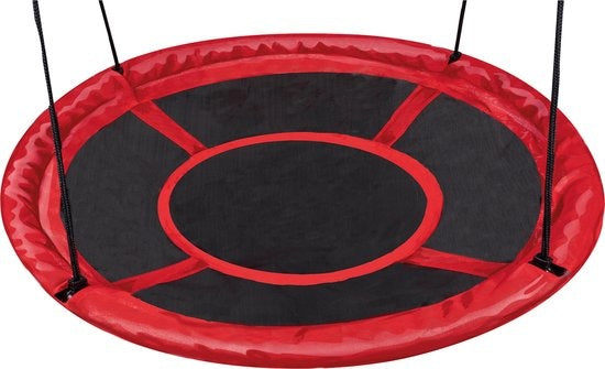 Abfallschaukel - Outdoor-Schalenschaukel - Ã˜110cm - Tragfähigkeit von 150 KG - Runde Schaukel - Schwarz/Rot