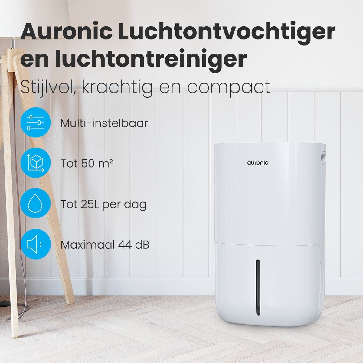Auronic Luftentfeuchter und Reiniger - 25L pro Tag - Wasch-/Trockenfunktion - weiß