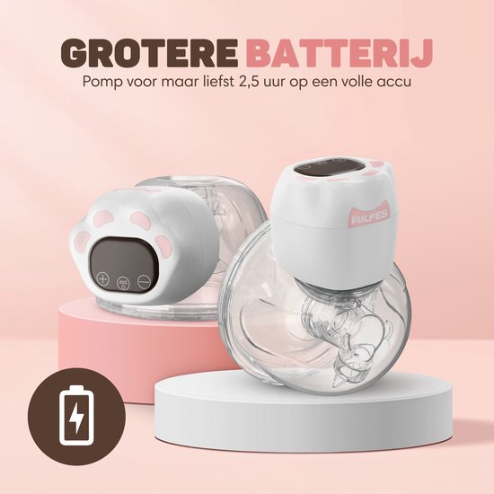 Vulpes Goods® BabyCare - Freihändige Milchpumpe - Elektrische kabellose Milchpumpe - Elektrische Doppelpumpe - Tragbar - 2 Stück