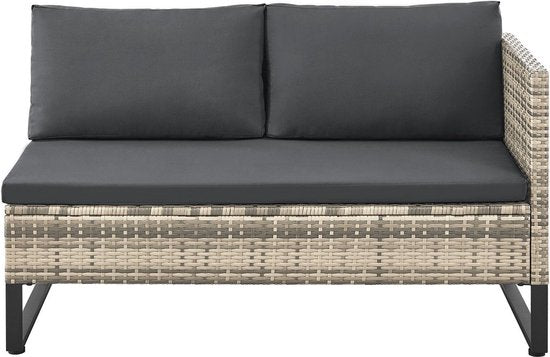 Juskys Lounge Set / Garten Set Santorini - Polyrotan - Modular - Grau - Inkl. Tisch & Aufbewahrungsbox