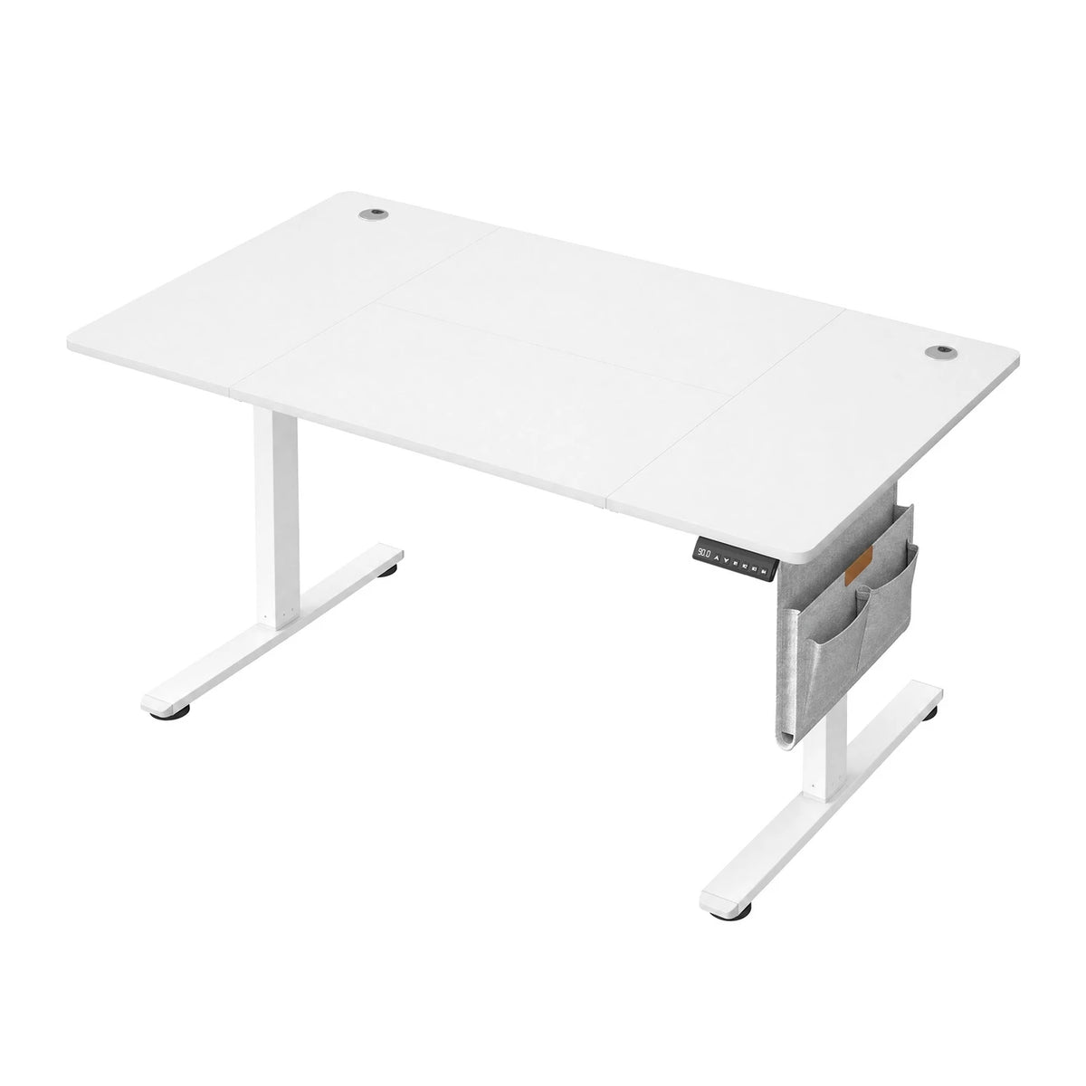 JOYFURNOS Elektrischer Sitz-Steh-Schreibtisch, weiß, 140,1 x 60,1 cm, höhenverstellbar