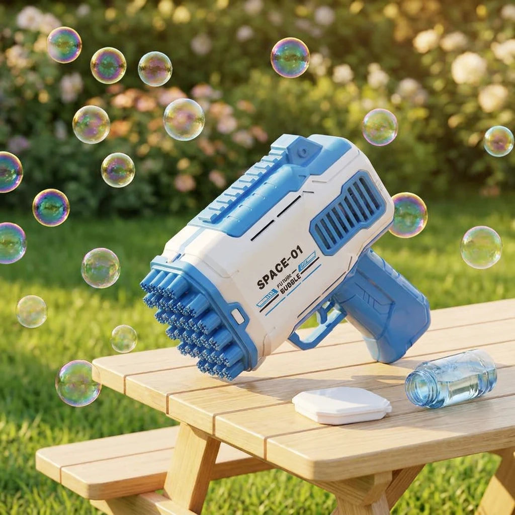 Tragbarer – handlicher automatischer Seifenblasen-Spender – blau-weiß – elektrischer Seifenblasen-Spender