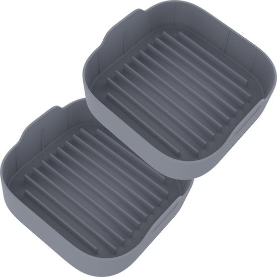 KitchenLove Airfryer Tabletts Silikon XXL - 2 Stück - Quadratisch - Backpapier Alternative - Zubehör - BPA frei - 20CM