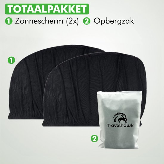 Travelhawk Sunshade Car Baby - 2 Stück - Sonnenschirm Auto - UV-Schutz für Baby und Kind - Sonnenschirm Seitenfenster - Schwarz