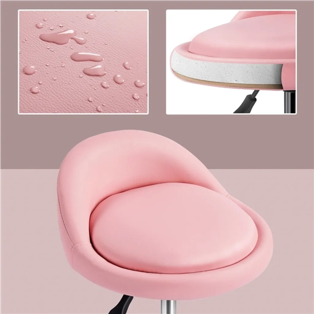 Yaheetech Verstellbarer Arbeitshocker mit Rollen und Rückenlehne – Rosa – 46,5–61 cm