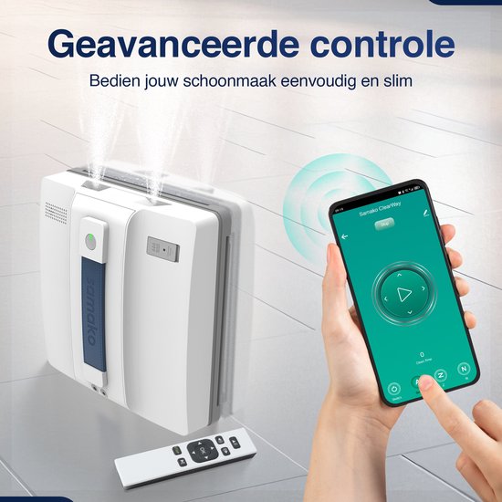 Samako ClearWay - Fensterreinigungsroboter - Fensterreiniger - Starke Saugkraft - Bidirektionales Wassersprühen - Mobile App