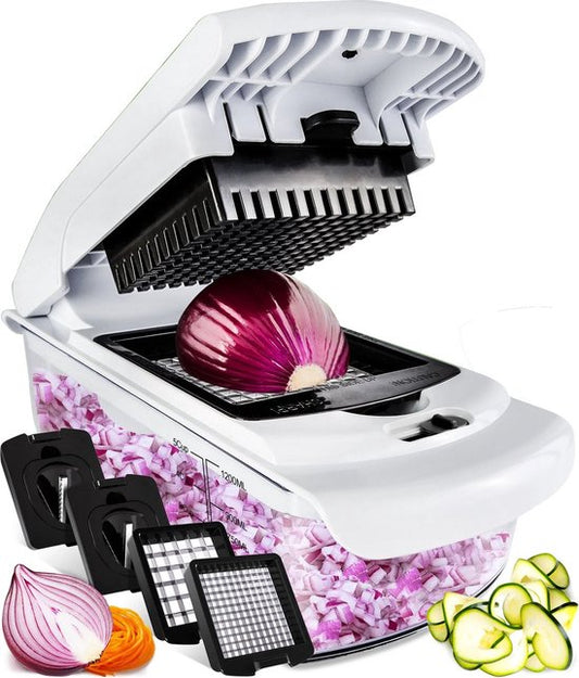 Stosh Mandoline - Gemüseschneider - Zwiebelschneider - Spiralschneider - 4 Stück - Weiß - BPA frei