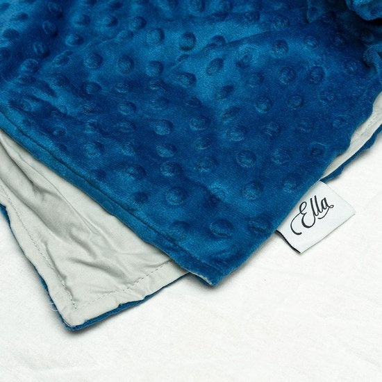 EL-Life Kinder-Gewichtsdecken-Bezug - 90×120 cm – Bio-Baumwolle & Minky-Fleece – Blau & Grau