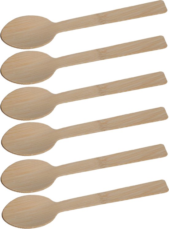 Einwegbesteck für Grillpartys, Geburtstage und Camping – Löffel – 18 Stück – Bambus – 17 cm
