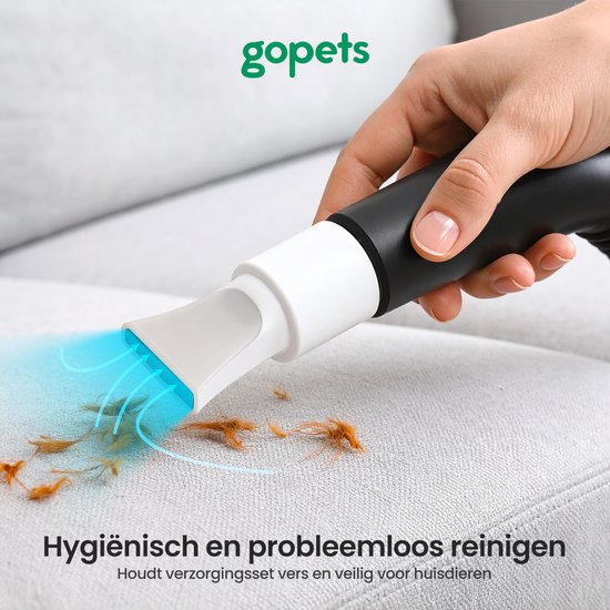 Gopets - 9-teilige Hundeschermaschine - Tierschermaschine für dickes Fell - mit Vakuum & Massagebürste - 23 x 30 cm