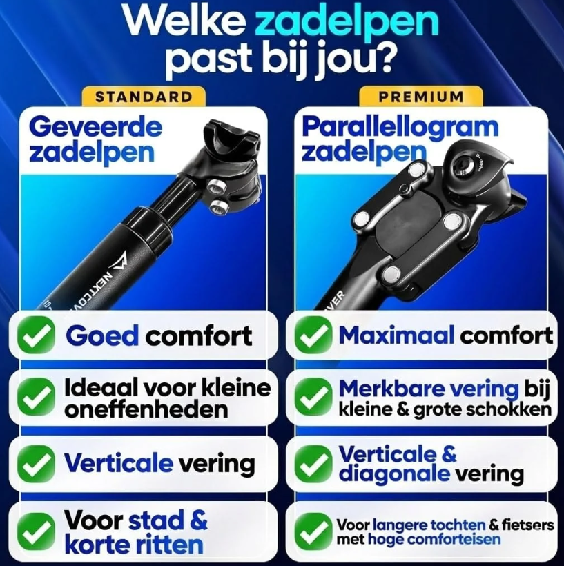 NextCover gefederte Sattelstütze – Schwarz – Ø 31,6 mm – Parallelogramm, Comfort-Spring-Technologie