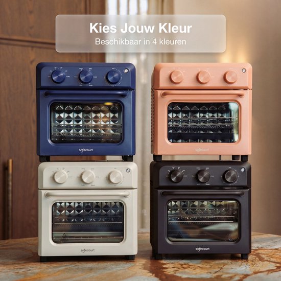 Safecourt 6-in-1 Airfyer Ofen - 100% PFAS-frei - 6 Programme - 80 bis 230 Grad - Airfryer, Backen, Braten, Toasten, Grillen & Aufwärmen - Beige