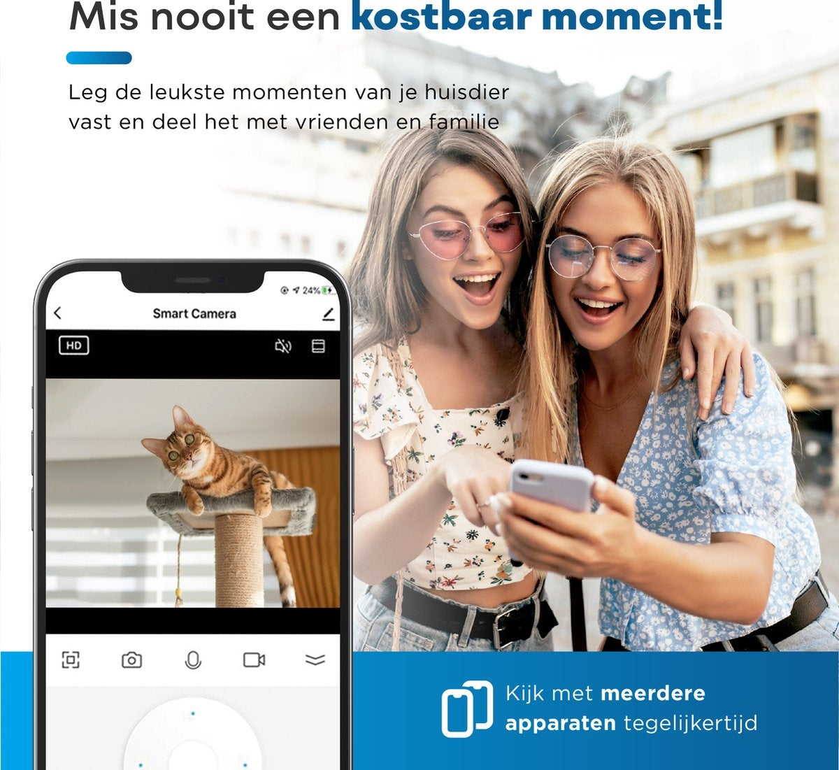 AyeCam Haustierkamera - Mit App - Inkl. 32GB SD - WiFi - Bewegungs- & Geräuscherkennung - Sicherheitskamera - Hundekamera