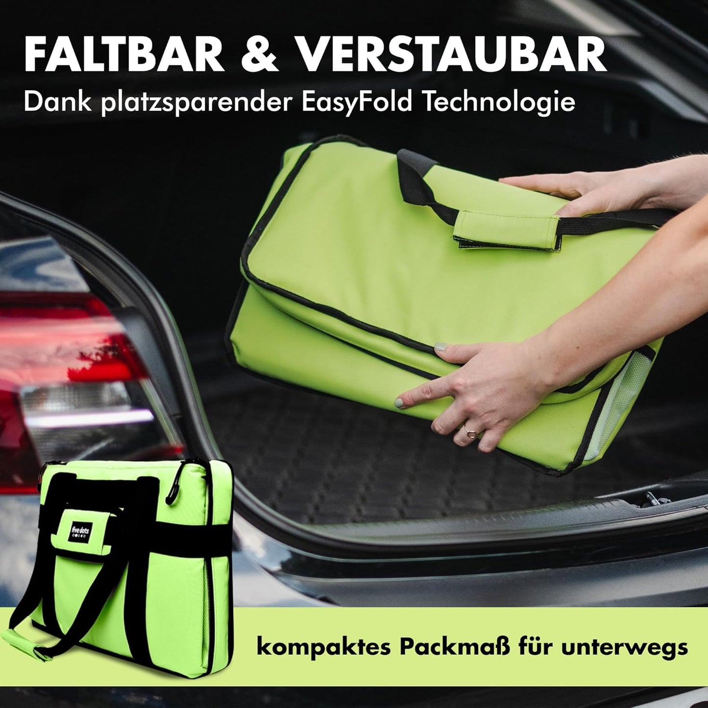 five Dots Kühltasche - 30L Kapazität - Wasserdicht - 26 x 41 x 31 cm - Grün