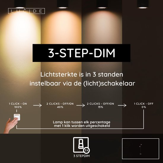 Lucide SKANSKA – Stehlampe – LED 3-Stufen-Dimmer – 2 × 5 W, 3000 K – Schwarz