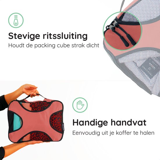 Volcan Packwürfel – Koffer-Organizer-Set – Rucksack und Koffer – 4-teilig – Reise-Würfel – Rosa
