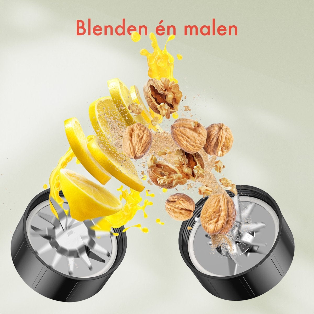 KitchenBrothers Smoothie Mixer - 2-in-1 - 4 Tassen - Smoothie Maker To Go - Mini Mixer - Schwarz