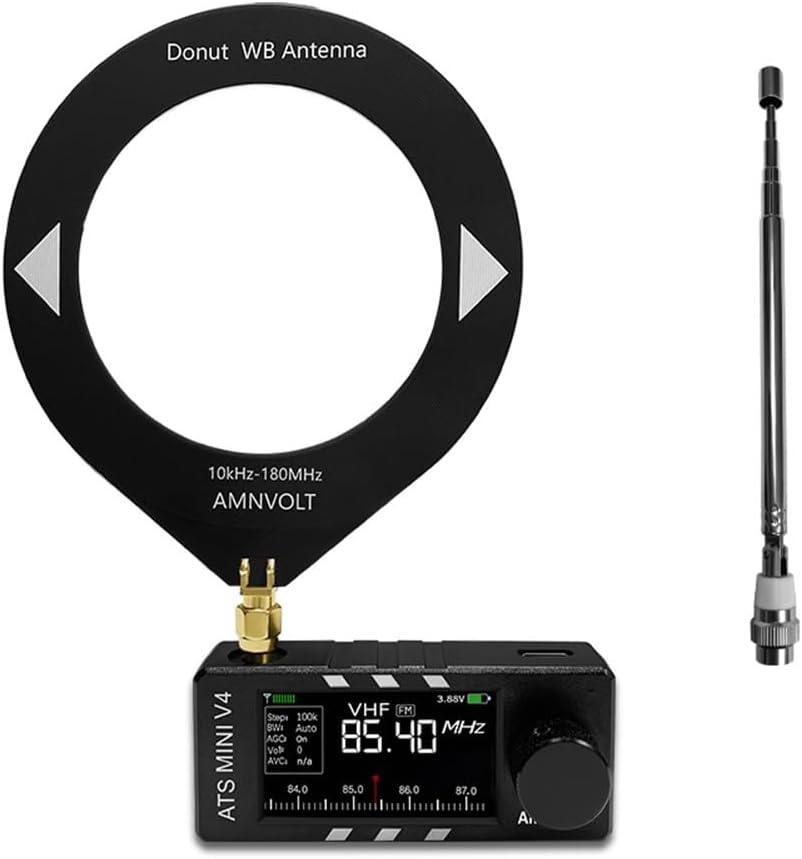 Niceminiwall ATS SI4732 V4 Vollband-DSP-Empfänger mit ESP32-S3 – FM/AM/Kurzwelle/Langwelle/SSB (LSB/USB) – 1,9-Zoll-IPS-Display – Schwarz