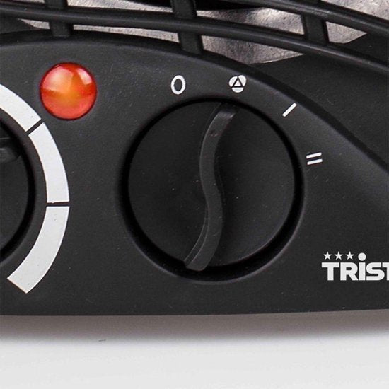 Tristar Elektrischer Campingheizstrahler KA-5037 – Heizlüfter – 2 Heizstufen 1000|2000 Watt – Für kleine Räume – Schwarz