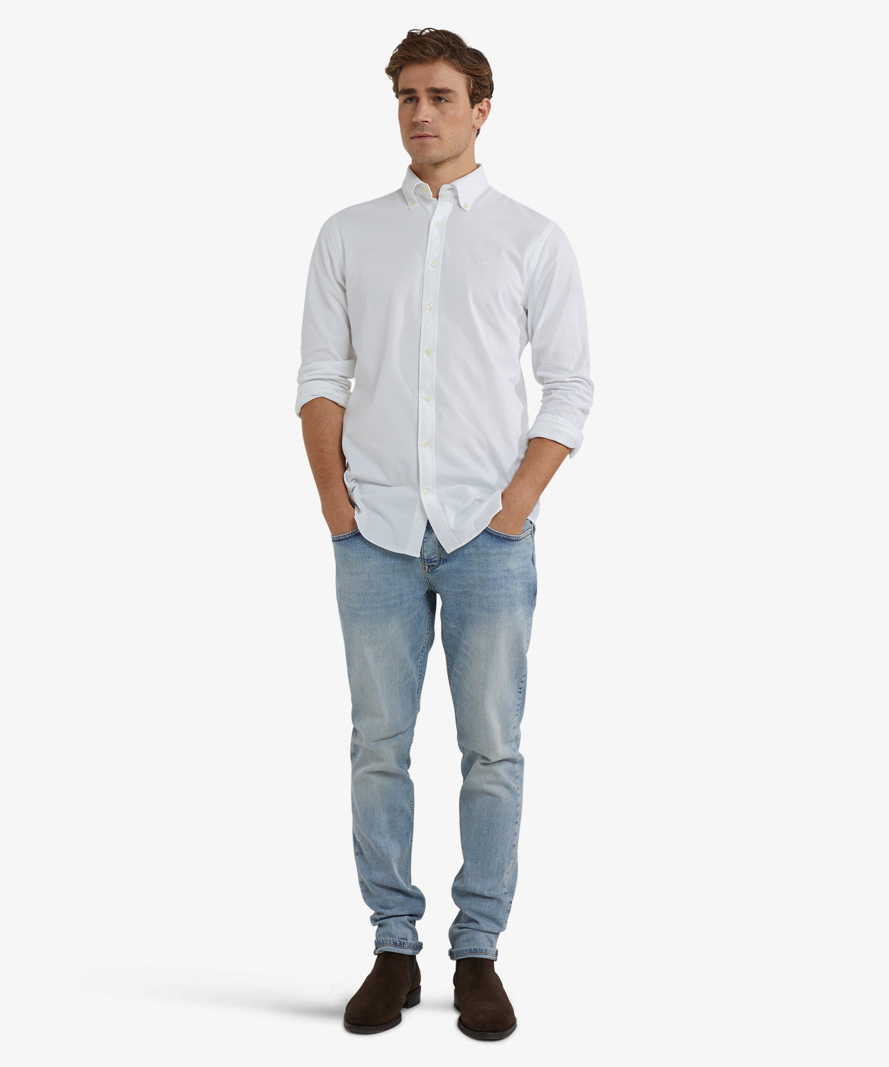 McGregor - Stretch Piqué Hemd - Regular Fit & Bequem - Weiß - Größe S