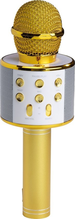 Denver Karaoke-Mikrofon Bluetooth - Drahtlos - Karaoke-Set - Eingebauter Lautsprecher - AUX - MicroSD - KMS20 - Gold