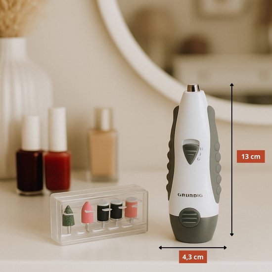 Grundig Elektrisches 5-in-1-Maniküre-Set – Maniküre-Set für Hände und Füße – Elektrische Pediküregeräte mit 5 Aufsätzen – Kompaktes Set für zu Hause und auf Reisen