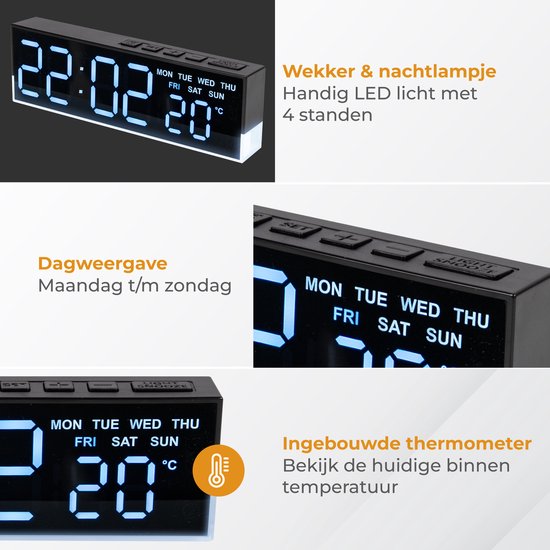 Nuvance Digitaler Wecker - Digitale Uhr - Reisewecker für Kinder & Erwachsene - Kleiner Wecker - Wecker Digital