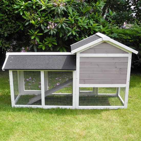Kerbl Avoriaz Kaninchenstall – Weiß/Braun – 147 x 53 x 85 cm