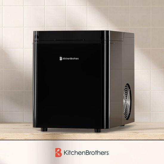 KitchenBrothers - 2.1L - Eiswürfelbereiter - 15kg/24 Stunden - Tragbar - Eiswürfelbereiter - Selbstreinigungsfunktion - Schwarz