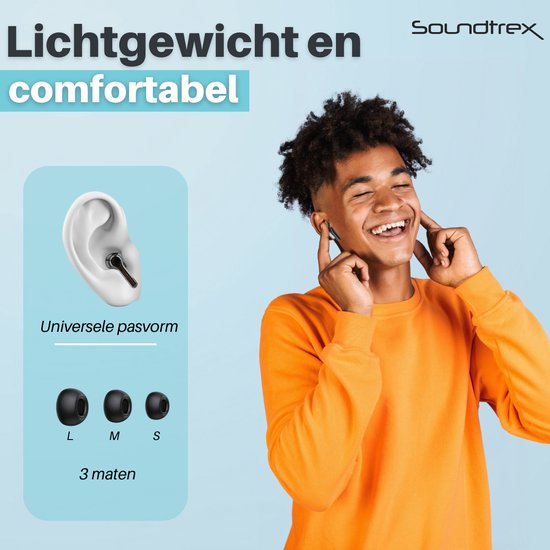 Soundtrex Display Wireless Earphones - Bluetooth-Ohrhörer - Ohrhörer kabellos - aktive Geräuschunterdrückung - LED-Anzeige - Bluetooth 5.3 - Schwarz