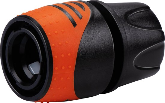 BLACK+DECKER Gartenschlauch-Kupplung 1/2'' - Gartenschläuche ⌀13mm - Integrierter Wasserstop - Kunststoff - Schwarz/Orange