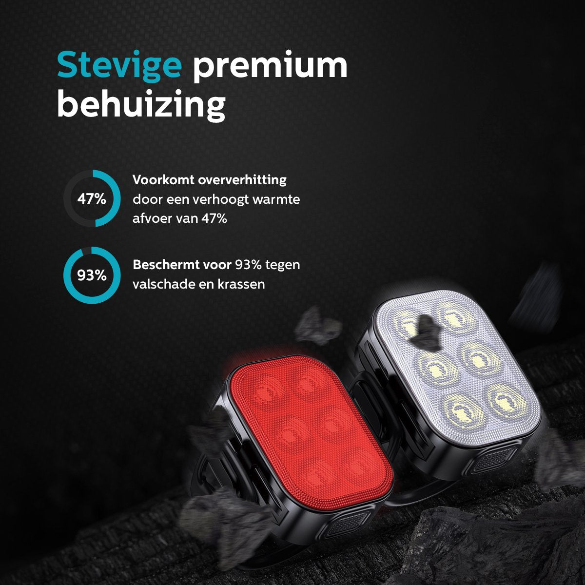 Inlustro LED-Fahrradlicht-Set - Vorder- und Rücklicht - USB aufladbar - wasserdicht - 7,5 x 3,2 cm - Schwarz