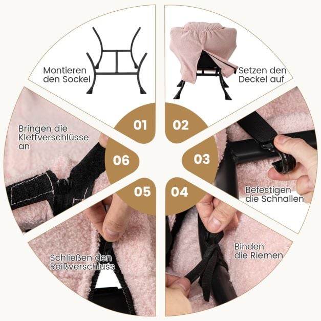 Coast Rosa Loungesessel mit Armlehnen, Kopfkissen und Seitentasche – Relaxsessel mit optionalem Fußhocker – Sherpa – Rosa