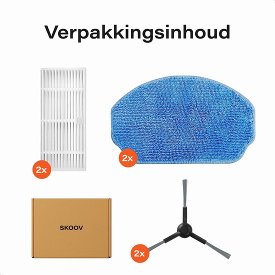 Ecopulse-Zubehör – 2x Wischpad – 2x Bürste – 2x Filter – Staubsaugerroboter – Skoov