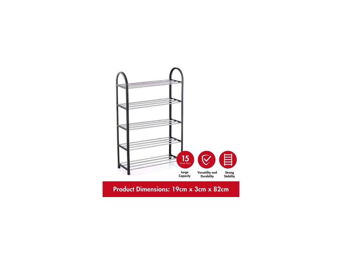 Herzberg Schuhregal – 5 Ebenen – Grau – 80 x 30 x 90 cm