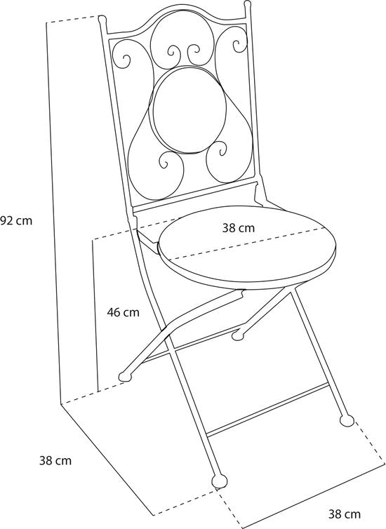 AXI Amélie Bistro-Stühle – Zusammenklappbar – Schwarz/Weiß – Zusammenklappbare Gartenstühle aus Metall – Hohe Rückenlehne – 2er-Set – Mosaik-Optik – Mit Keramikfliesen eingelegt – 150 kg Tragkraft – Garten, Terrasse oder Balkon
