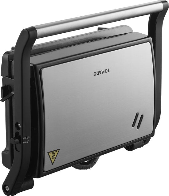 Tomado TGC2001S - Kleiner Kontaktgrill - Toaster - PFAS-frei - Schwarz/Edelstahl - 750 Watt