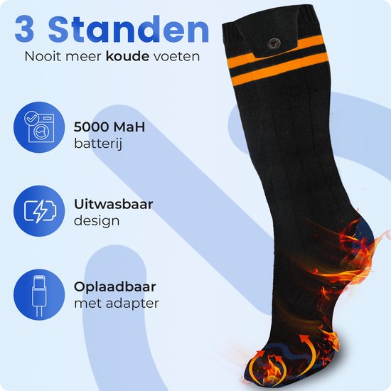 Qualitá Beheizte Socken - Elektrische Socken - Skisocken - Elektrisch beheizte Socken - Wärme Socken - Größe L - 41-46