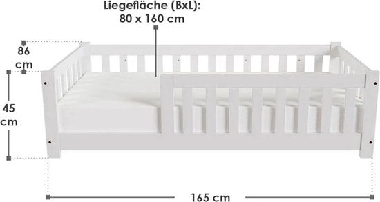 Kinderbett Naya - 80 x 160 cm - Weiß