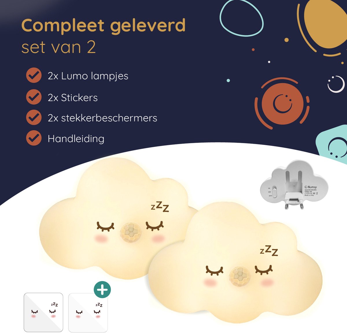 Numsy Lumo Babyzimmer-Nachtlicht - Bewegungssensor - 4 Helligkeitsstufen