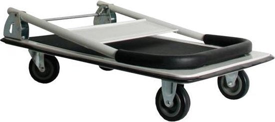 Toolland Plattformwagen - 74 x 48 cm - Zusammenklappbar - 2 Bockrollen und 2 Lenkrollen - Gummimatte und Softgrip-Griff - Max. Belastung 150 kg - Schwarz/Weiß