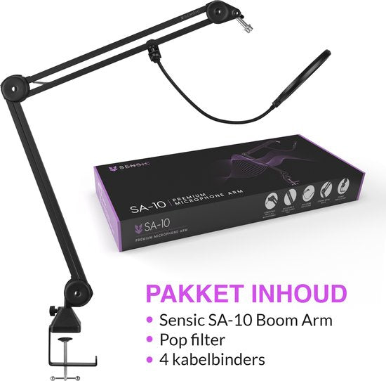 Sensic SA 10 Mikrofonarm mit Poppfilter - Mikrofonständer - Auslegerarm - Stativ - Extra lang