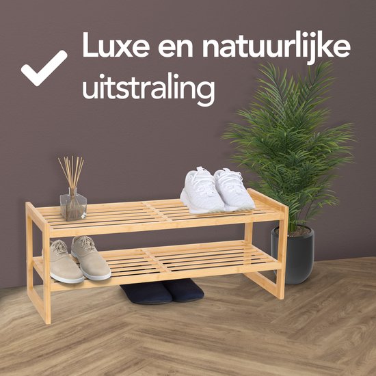 Brixy Schuhregal - 2 Lagen - Bambus-Schuhregal - Schuhschrank - für 9 Paar Schuhe - Holz