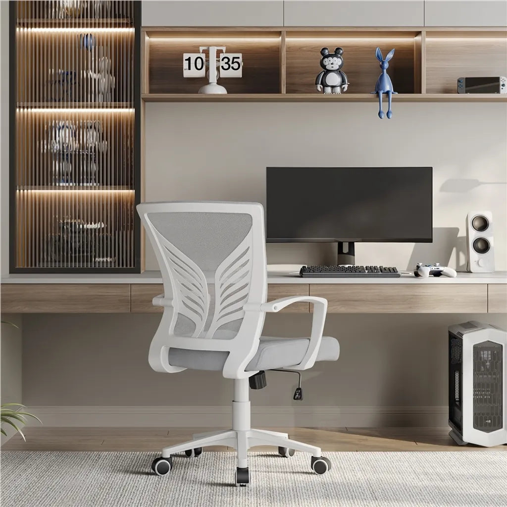Yaheetech Bürostuhl - Ergonomisch - Hellgrau - Verstellbar