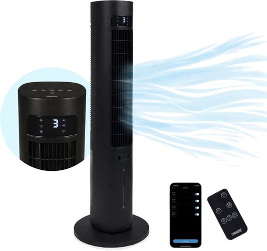 Princess Smart Luftkühler – App & Fernbedienung – Luftkühler – 3 l Wassertank – 3 Schwenkstufen – 60 W – 358670 – Schwarz